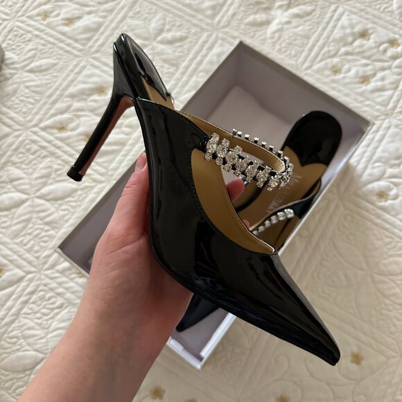 Crystal Embellished Black Patent Heels - Picture 4 of 8